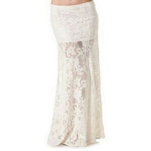 Cream Laced Maxi Skirt